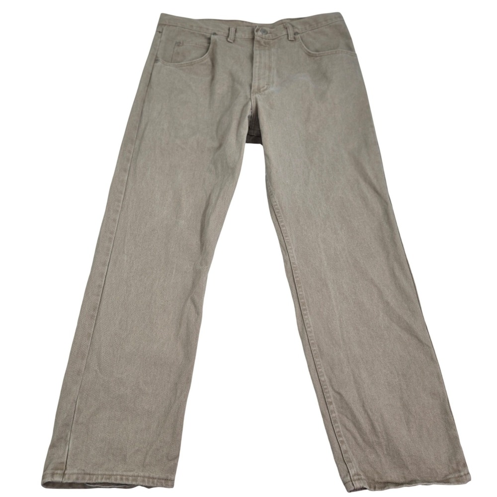 Vintage Wrangler Silver Edition Jeans 38x30 Khaki Tan Denim Made in USA 90s